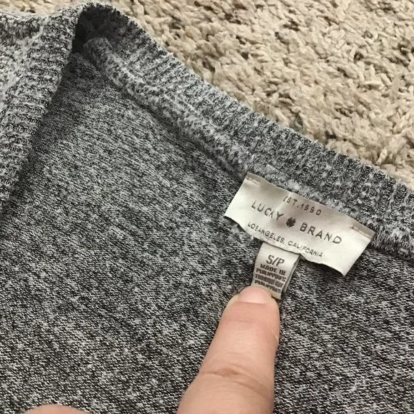 Lucky Brand Unisex Light Summer Sweater Grey Size Small Long Sleeve - Picture 8 of 10